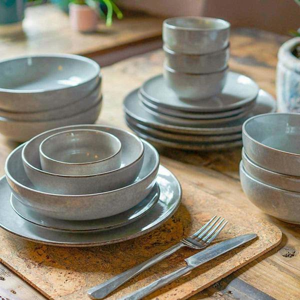 Cooks Professional Set of 4 Nordic Stoneware Cereal Bowls | Grey