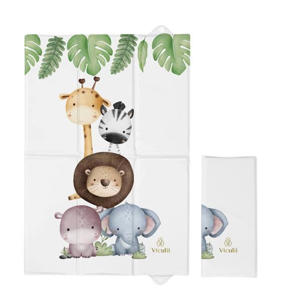 Viculii Foldable & Portable Baby Unisex Changing Mat 40x60cm - Safari Animals
