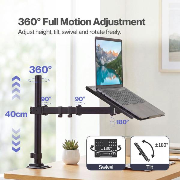 Levede Laptop Desk For&nbsp; Adjustable Riser With Rotatable Monitor Mount Black