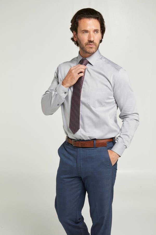 Grey Non-Iron Pure Cotton Twill Shirt