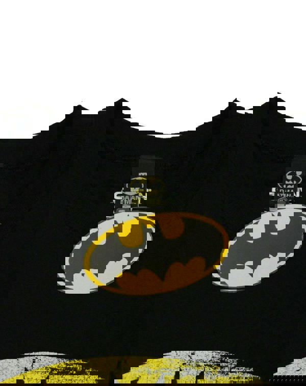 DC Comics Mens Black Batman Distressed Logo Sweatshirt