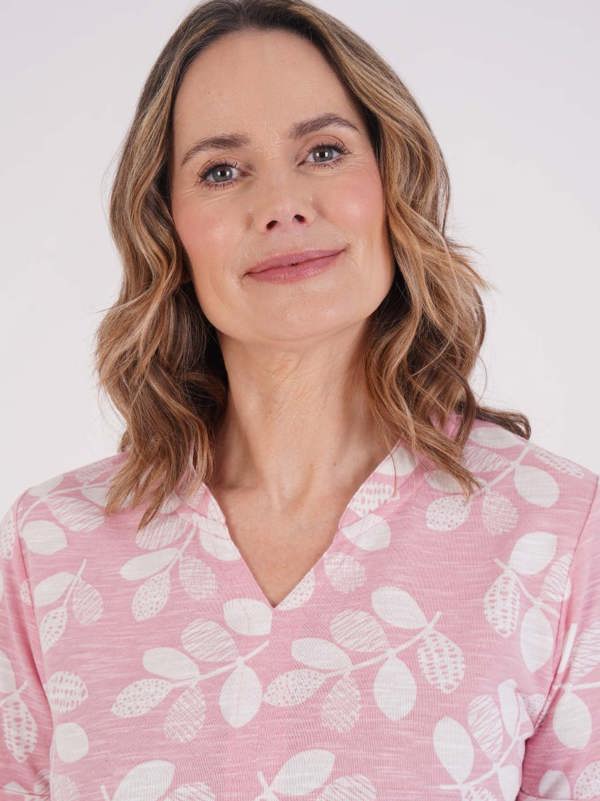 TIGI Pomegranate Mod Leaf Notch Neck Top