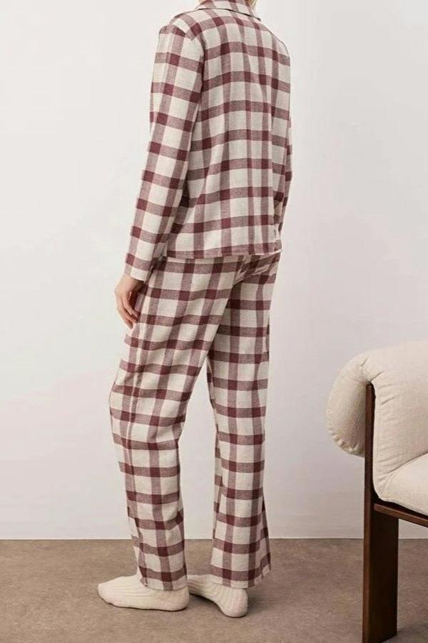 WOVCOR 2-Piece Cotton Winter Plaid Flannel Woven Pajama Set