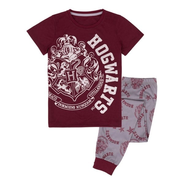 Harry Potter Girls Crest Glitter Pyjama Set - Red/Grey