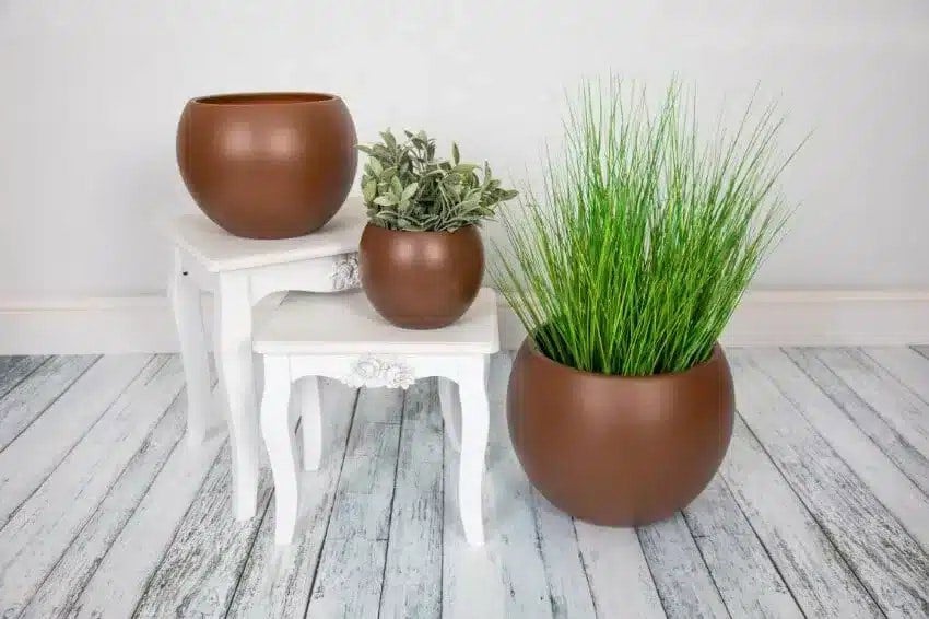 Indoor Textured Round Plant Pots - Rust