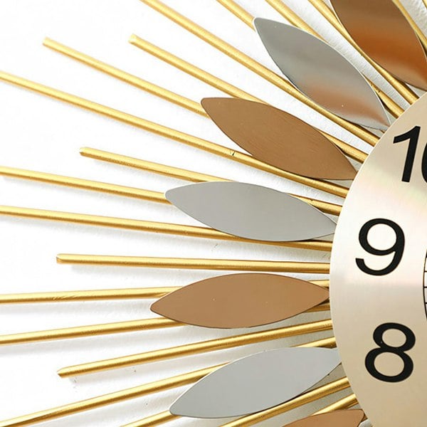 Miller Round Art Deco Wall Clock, Silent Clock, Gold & Silver-Weilai-Weilai Concept