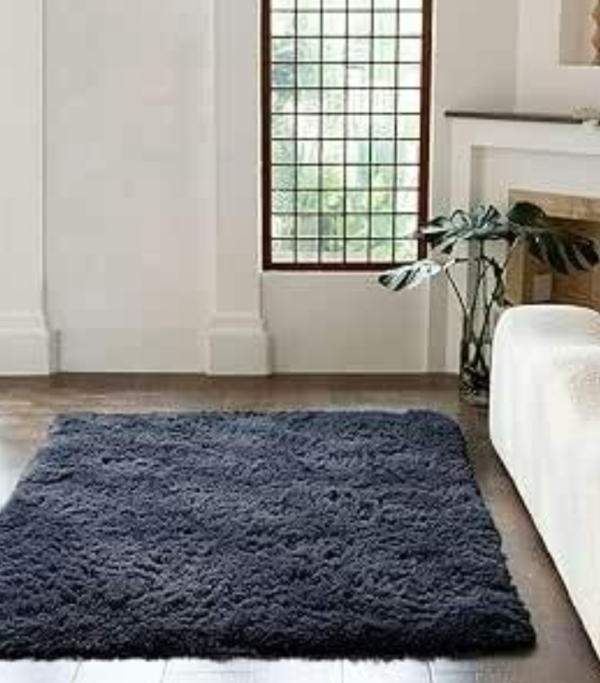Night Zone Cuddle Fluffy Shaggy Rug – Soft Long Pile Non-Slip Rug for Bedroom & Living Room - Charcoal