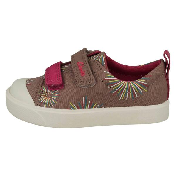 Clarks Childrens Clarks Pattern Detailed Light Weight Canvas Shoes City Bright