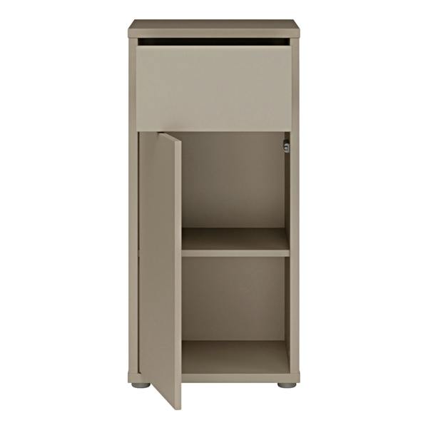 Furniture To Go Alice Springs Low Bathroom Storage Cabinet with 1 Door Push-to-Open & 1 Drawer Push-to-Open in Taupe