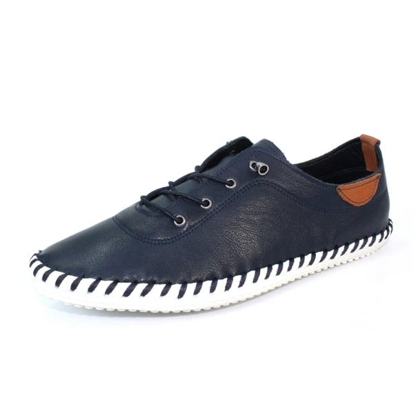 Lunar Women's St Ives Leather Plimsolls - Navy