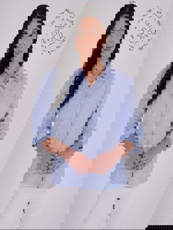 PennyPlain Collared Microcheck Shirt -  Blue