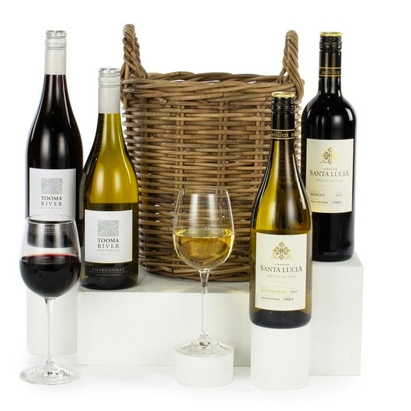 Virginia Hayward Four Wines in Wicker - 4 Bottle Christmas Wine Gift Set