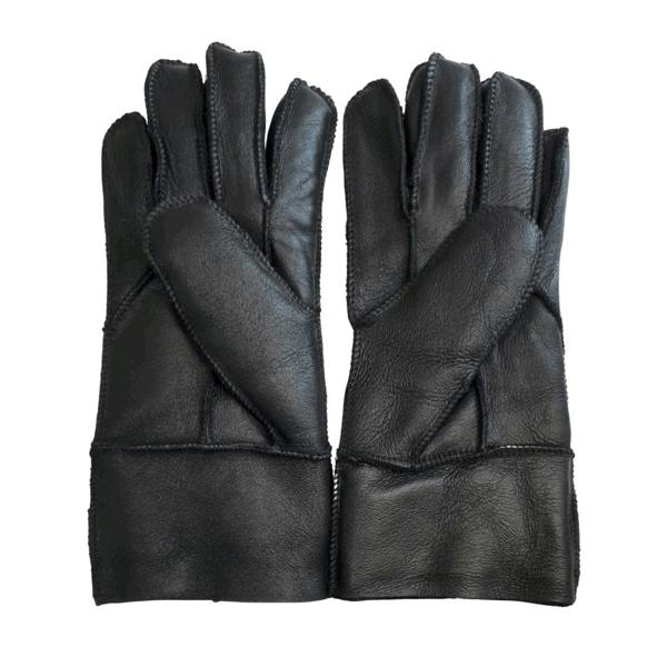 Unisex Napa Leather Wool Shearling Lined Gloves - Black - Infinity Leather - 10