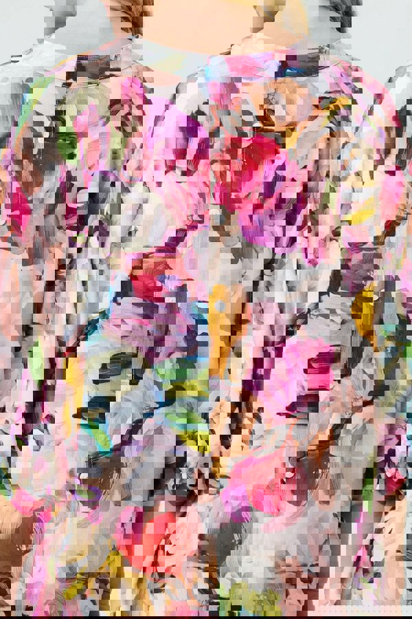 Pink | Brushstroke Print 3/4 Sleeve Shirt
