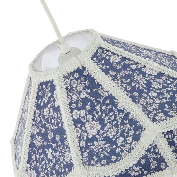 Classic Victorian Empire Lampshade in Navy Blue Cotton with Tassels Image 5