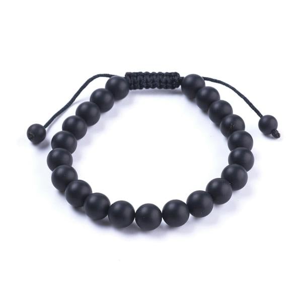 Aye Do Gifts Men's Black Agate Beaded Bracelet