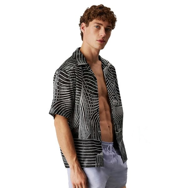 Calvin Klein All Over Printed Beach Shirt Palm Leaves Aop
