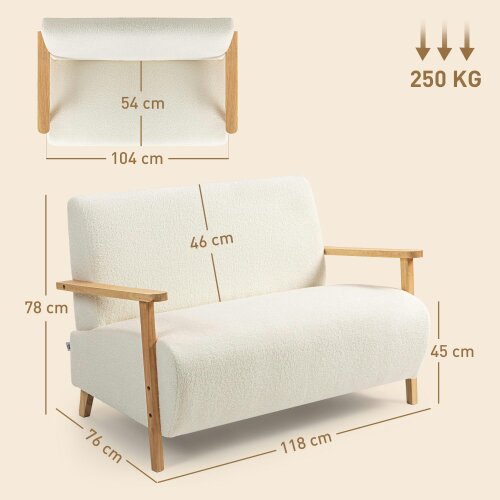 Wyld Haus Hadimi Sherpa Boucle Cream White Compact 2 Seater Sofa
