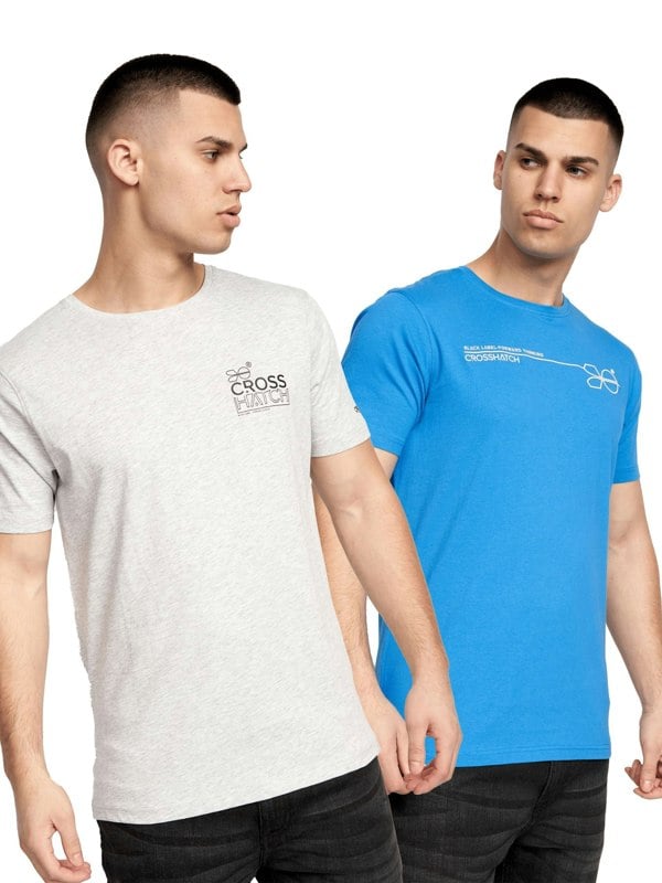 Crosshatch Pentan T-Shirt 2pk Blue/Grey