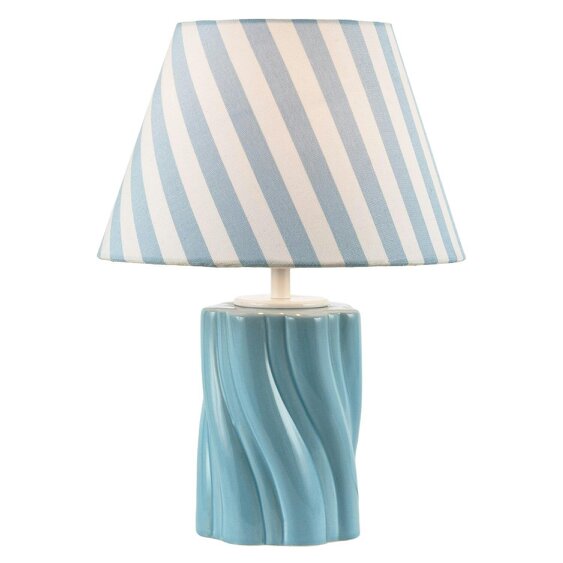 Happy Homewares Glossy Sky Blue Glazed Ceramic Lamp with Sculptural Twisted Base