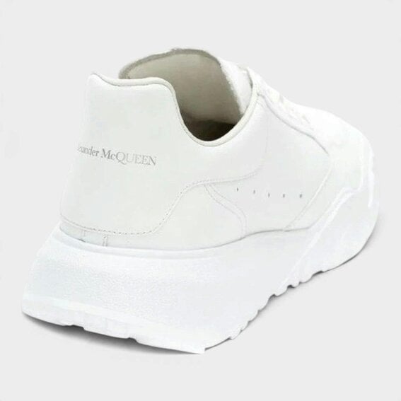 Alexander McQueen Logo Court Trainers White Leather