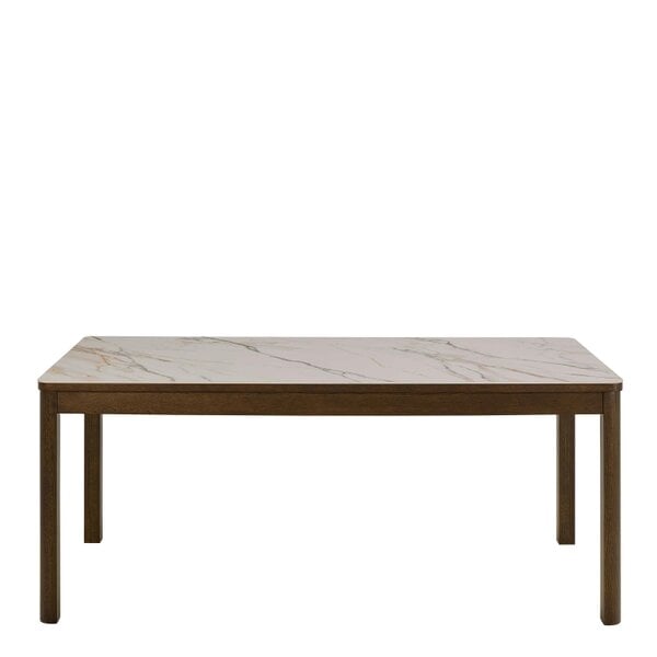 Wyld Haus Cork 180cm Rectangular Cream Ceramic Dining Table with Oak Veneer Base