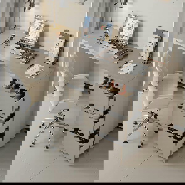 Jamal Office Desk With Storage & Office Chair, Solid Wood with solid wood office desk