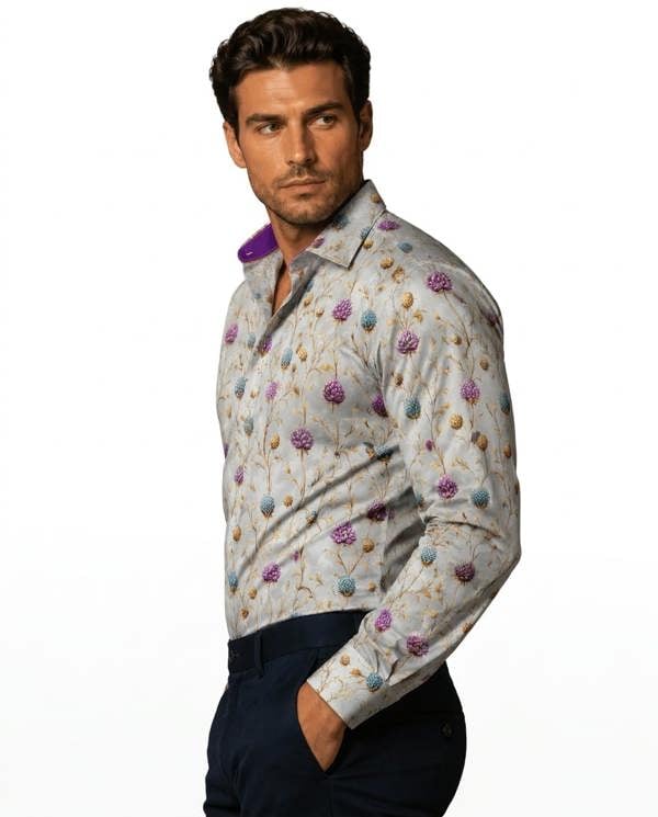 HIGHLAND THISTLES PRINT SHIRT - Claudio Lugli Shirts