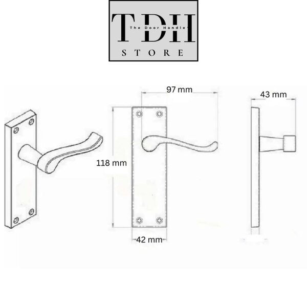 EDH Door Hardware Matt Black Victorian Scroll Door Handles on Backplate – 118mm x 42mm 4 Pairs