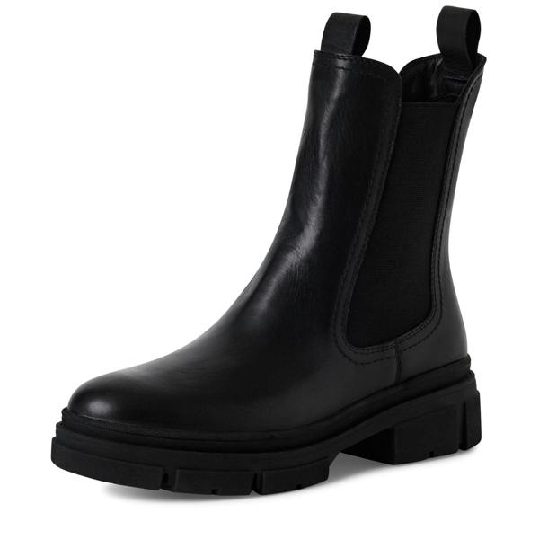 Tamaris Womens Black Leather Classic High Pull-On Chelsea Ankle Boots