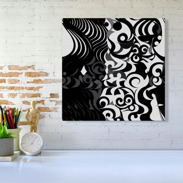 Warren Reed Black Grey Abstract Canvas