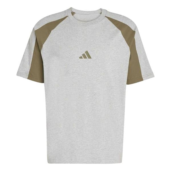 Adidas Mens Essentials Colour Block T-Shirt - Grey Heather Marl - 