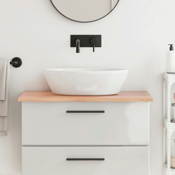 Berkfield Bathroom Countertop Light Brown 80x50x2 cm Treated Solid Wood