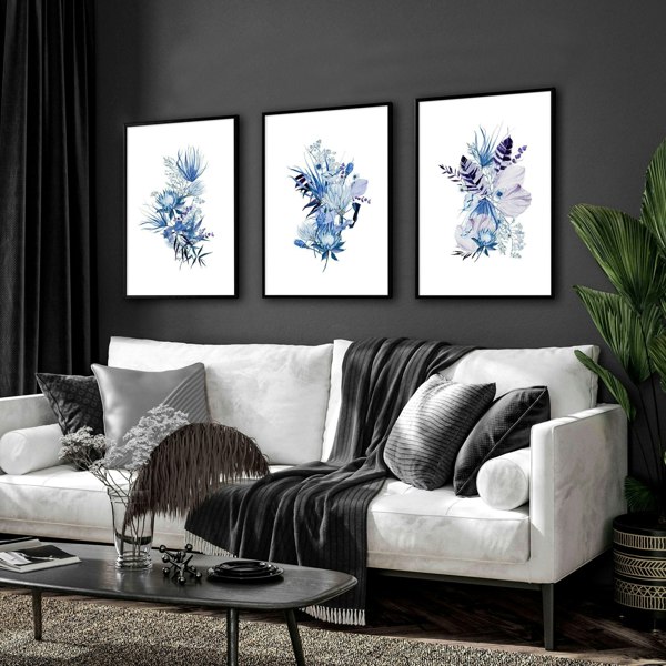 Botanical prints framed | set of 3 wall art prints