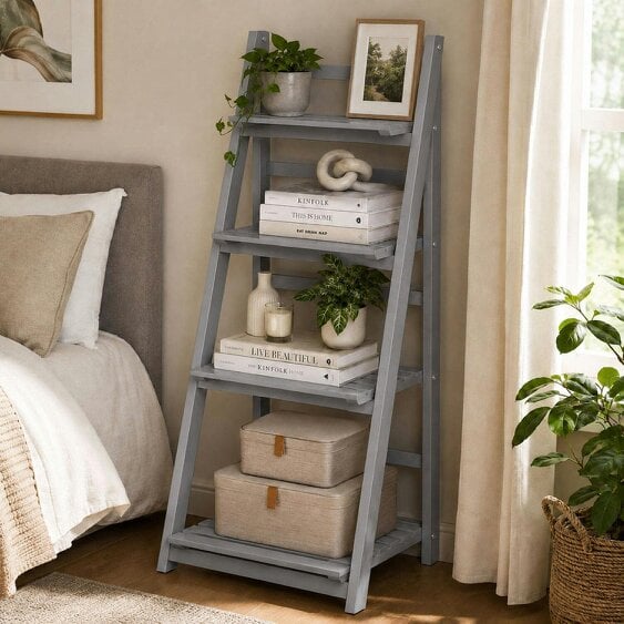 Neo Grey 4 Tier Wooden Foldable Plant Stand