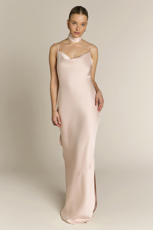 Rewritten London Pollenca Dress in Champagne Satin