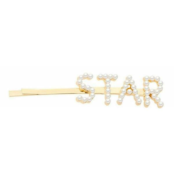 Aquarius Pearl Words Hairpin Star Letter Statement Hair Clip Fashion Accessory Gold