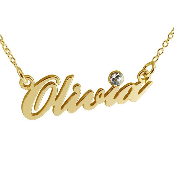 Christopher James of London 9ct Yellow Gold Plated Carrie Style Personalised Name Necklace With Diamond