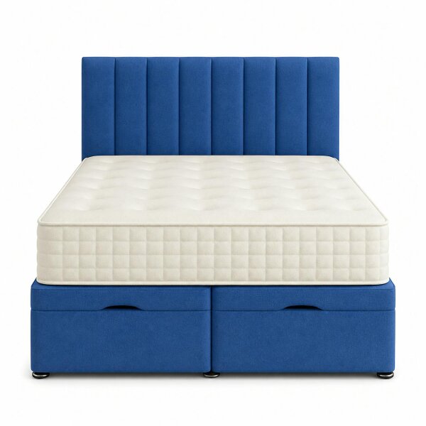 Great British Beds Panel Divan Ottoman Bed - Blue Plush