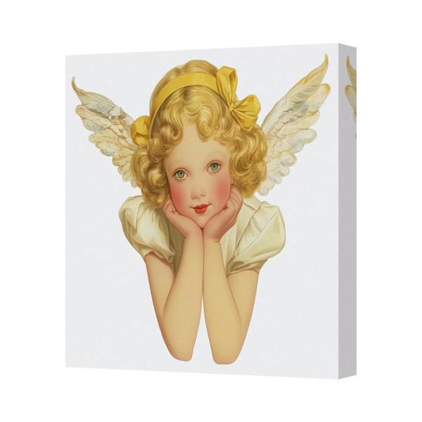 Benjamin Tate Design Angelic Child Canvas Art Print With Golden Wings Handmade UK