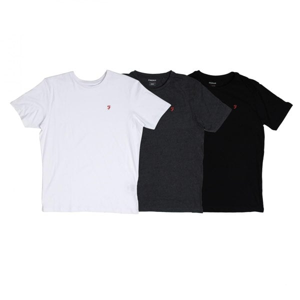 Farah Mens Colney T-Shirt (Pack of 3) - Black/Grey/White