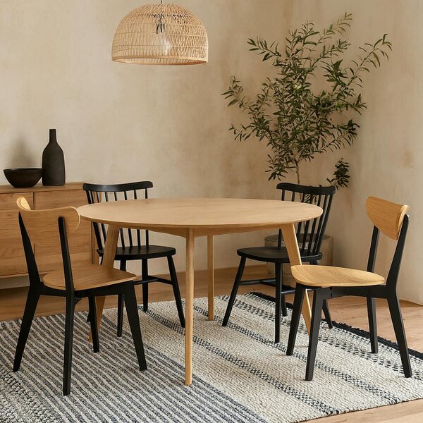 Wyld Haus Saffrom Large Round Dining Table Natural Oak Veneer
