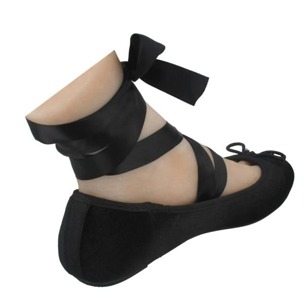 Spot On Ladies Spot On Tie Up Leg Ribbon Flat Ballerina Shoe F80273