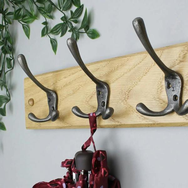 Antique Cast Iron Victorian Triple Coat Hook - Pack of 5 Hooks
