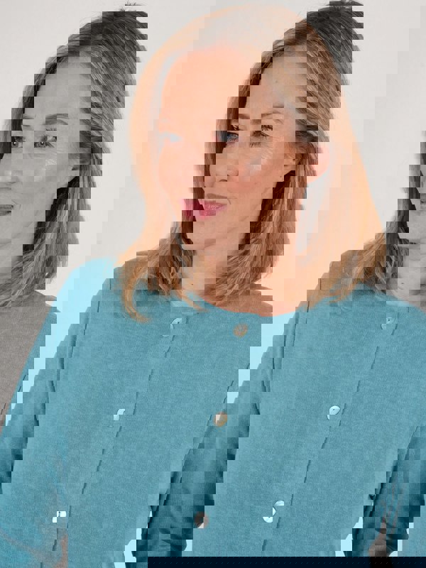 PennyPlain Front Button Cardigan - Sea Green