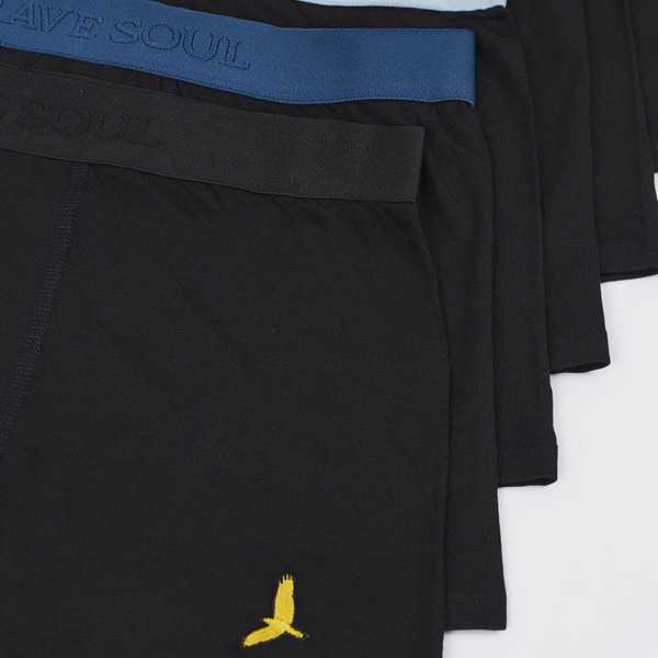 Brave Soul Pack of 7 Boxers with Embroidery Detail - Black