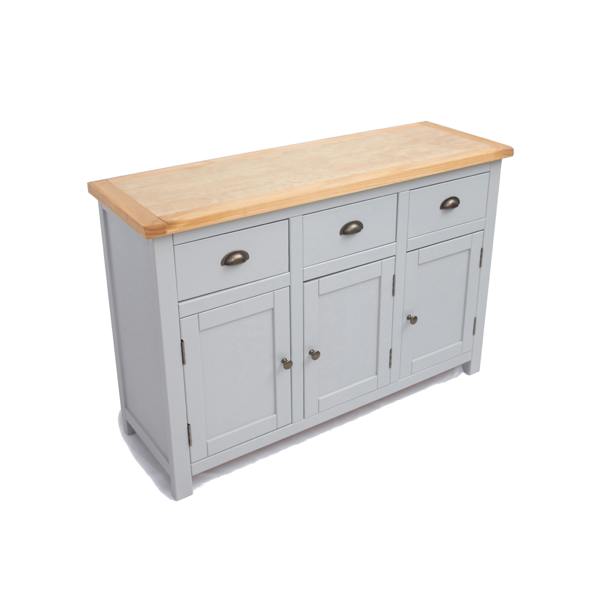 Cabinet Bits Argenta Light Grey 3 Drawer 3 Door Sideboard Brass Cup Handle