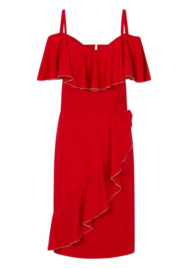HotSquash Metallic Trimmed Bardot Dress