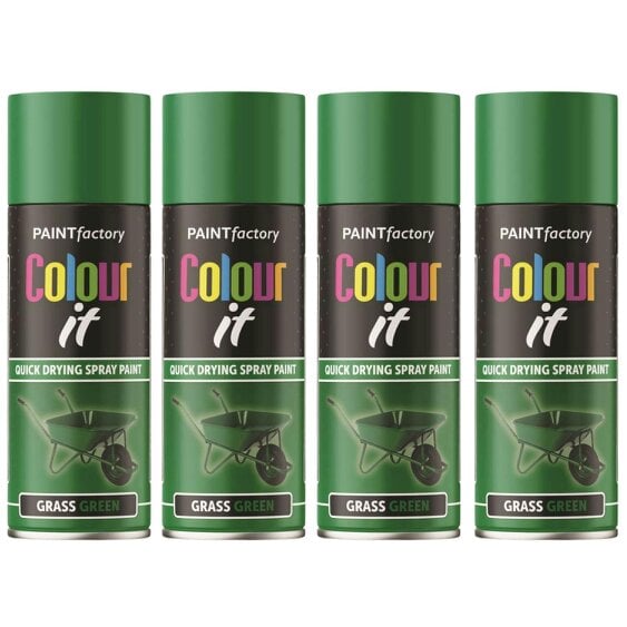 Paint Factory 4X  Grass Green Gloss Spray Paint 400ml.