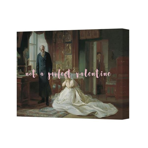 Benjamin Tate Design Not A Perfect Valentine Canvas Wall Art Print On Deep Wooden Frame